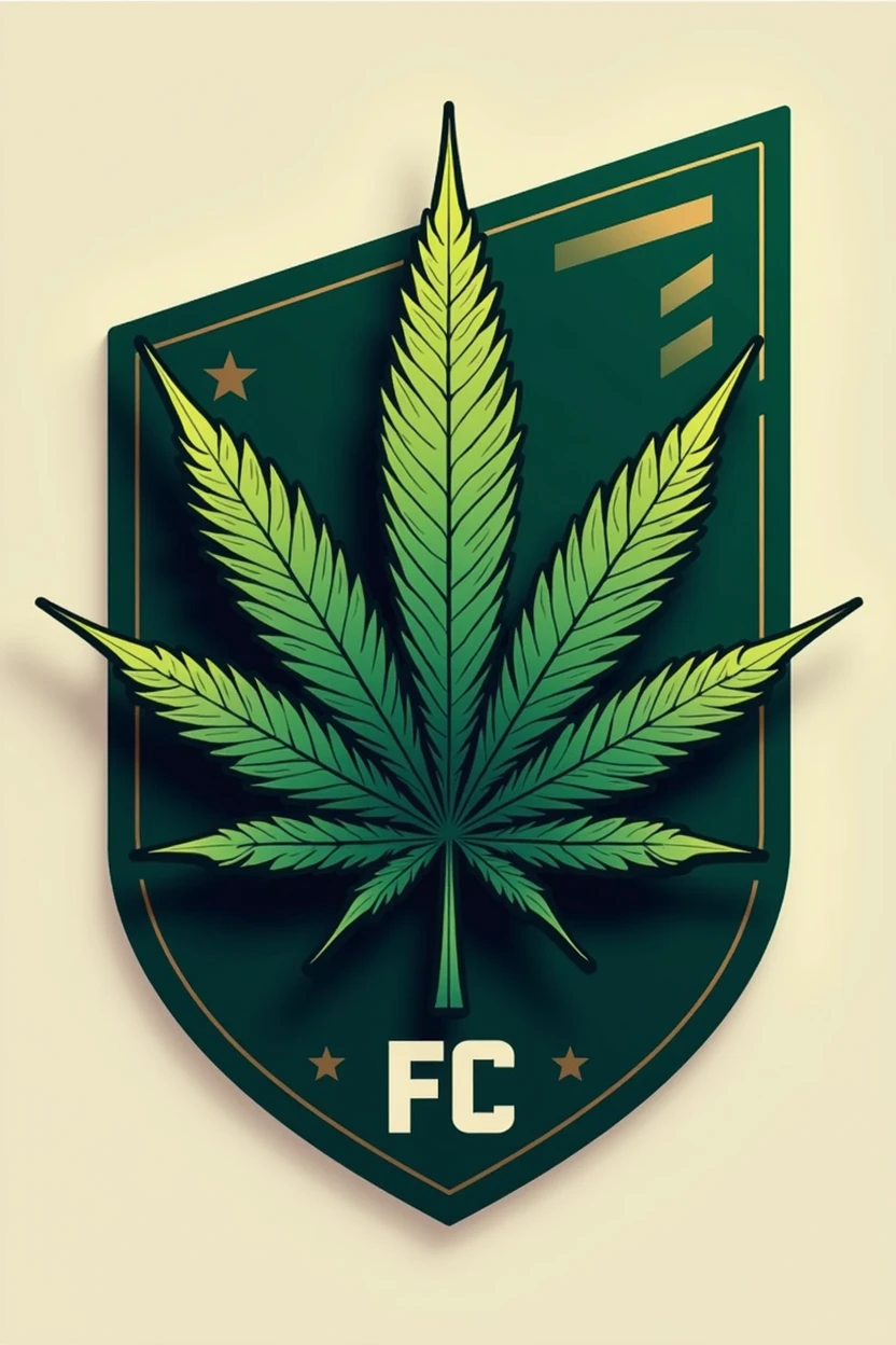 Make a logo for Pablo FC and use marijuana leave as the logo