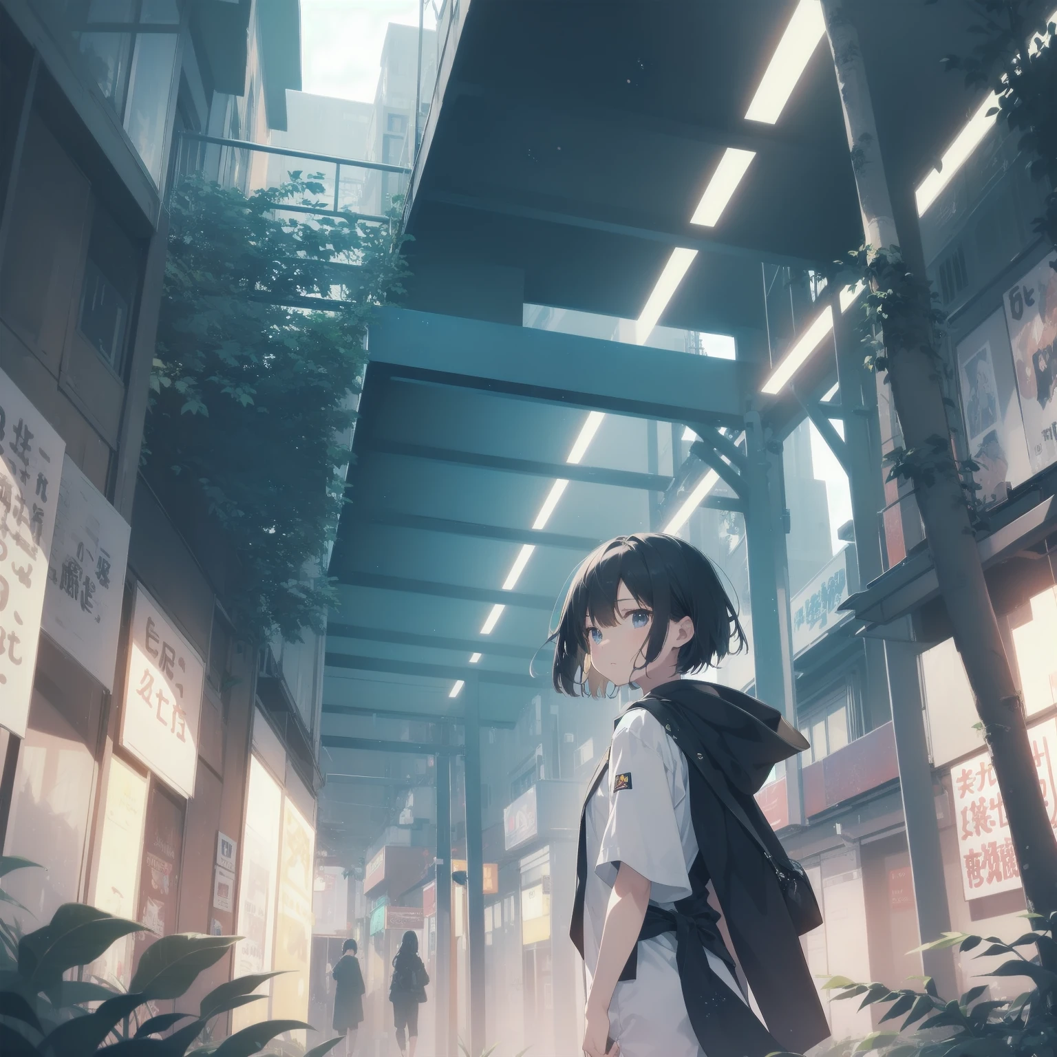 ultra-absurdres-Top quality by artist God, ultra-detailed, high resolution, anime moe artstyle, best anime 8k konachan wallpaper, pixiv contest winner, pool:2810, perfect anatomy,break, 1girl, ninja, (Please draw a ninja girl walking sleepily to forest alone. )break,(Solo,little female, 10-year-old:1.3),Full limbs, complete fingers,(very short hair), short cut, flat chest, thighs, small butt, small black eyes, beautiful detailed eyes, well-proportioned iris and pupils, expressive eyes, highres detailed hair, expressionless,ninja clothes, bare arms, short kimono, sleeveless, short shorts, scarf, (Detailed Lighting), (Detailed background), night, in the forest. break,super detailed skin, Best cinematic lighting powered by famous artist, 8k,beauty illustration,photoshop_(medium),very aesthetic,break,((artist:shiromanta )), artist:clamp ,artist:carnelian ,artist:kantoku ,
