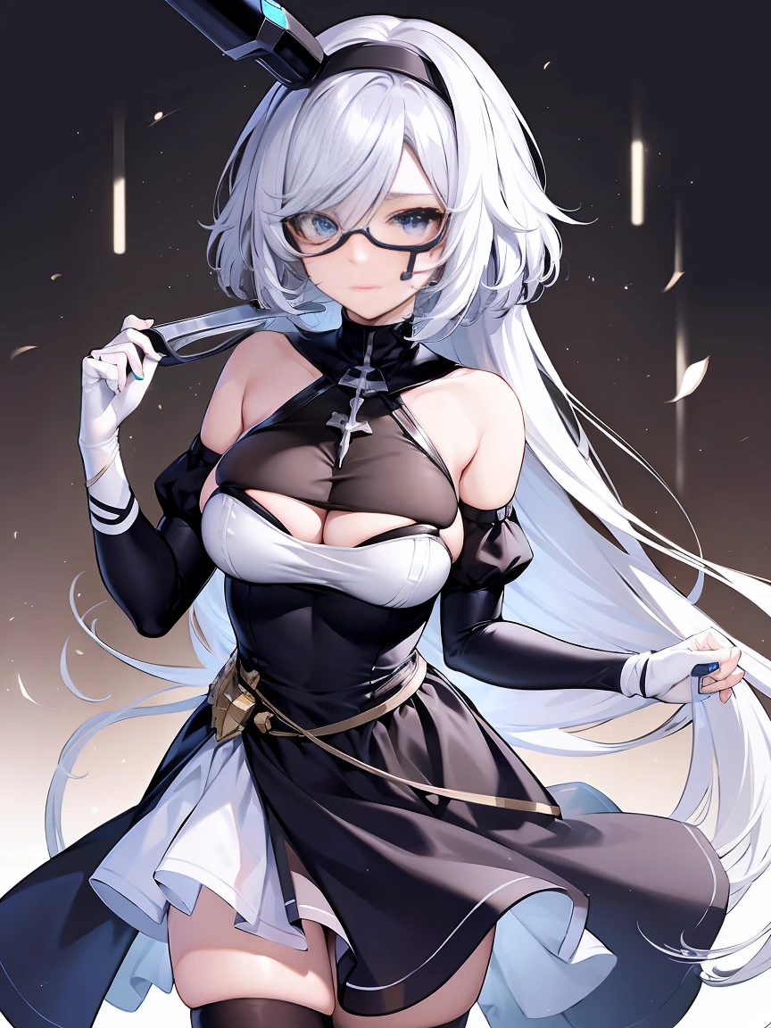 1 half robot girl with eye bandage