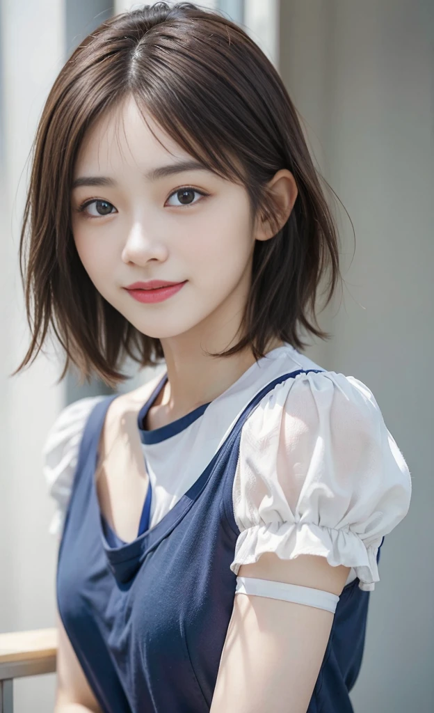 Look here and laugh、masterpiece, One Girl, alone, Glowing Eyes, Colorful summer clothes,  , masterpiece, Highest quality, Realisticな, Ultra-detailed, blue sky, ,  (Very delicate and beautiful work), ((Masseter muscle area)), (Highest quality),  One Woman, 18-year-old,   (Sexually excited face:1.4), ( Shoulder cut hair,(Fair skin:1.2), Bright lighting, Natural light, Realistic lighting, Nice lips、Delicate face、(Realisticな、photograph_Realistic:1.4)、((Highest quality、masterpiece:1.3))、20-year-old、((Brown Hair))、((Pause))、((functional))、、A smile full of happiness、男性を魅了するPause、A seductive smile、short hair、