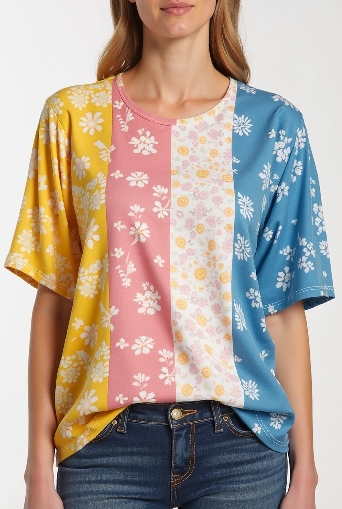 Create a pattern for a blouse with a yellow September theme, Pink October and Blue November