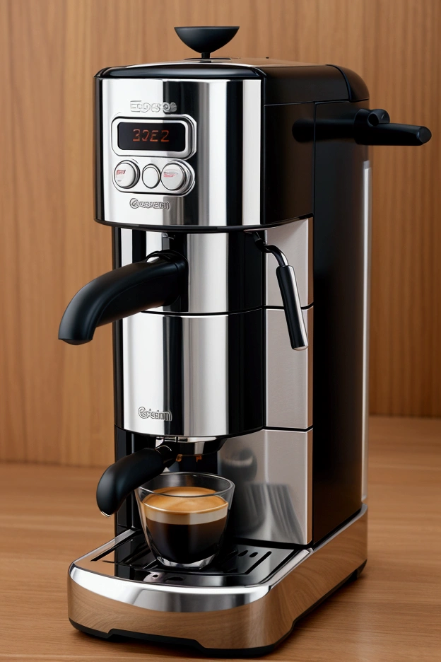 espressocooker, detailled, true to original representation, with Kaffeebohnen, Anime to print on request