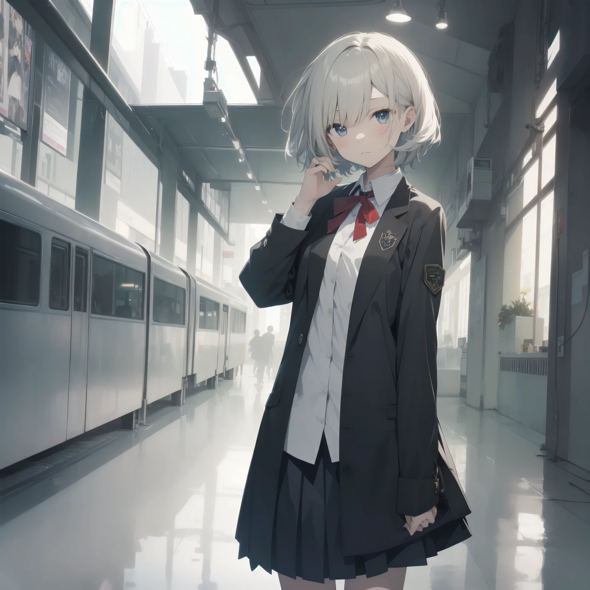 ultra-absurdres-Top quality by artist God, ultra-detailed, high resolution, anime moe artstyle, best anime 8k konachan wallpaper, pixiv contest winner, pool:2810, perfect anatomy,break, 1girl, (Please draw a girl walking sleepily to school alone. )break,(Solo,little female, 13-year-old:1.3),Full limbs, complete fingers,a junior high school student, (very short hair), short cut, flat chest, , small butt, small black eyes, beautiful detailed eyes, well-proportioned iris and pupils, expressive eyes, highres detailed hair, soft expression, salor school_uniform, sailor collar, serahuku, bow, pleated skirt,(Detailed Lighting), (Detailed background), in the School commute route. break,super detailed skin, Best cinematic lighting powered by famous artist, 8k,beauty illustration,photoshop_(medium),very aesthetic,break,((artist:creayus )), artist:clamp ,artist:carnelian ,artist:kantoku ,