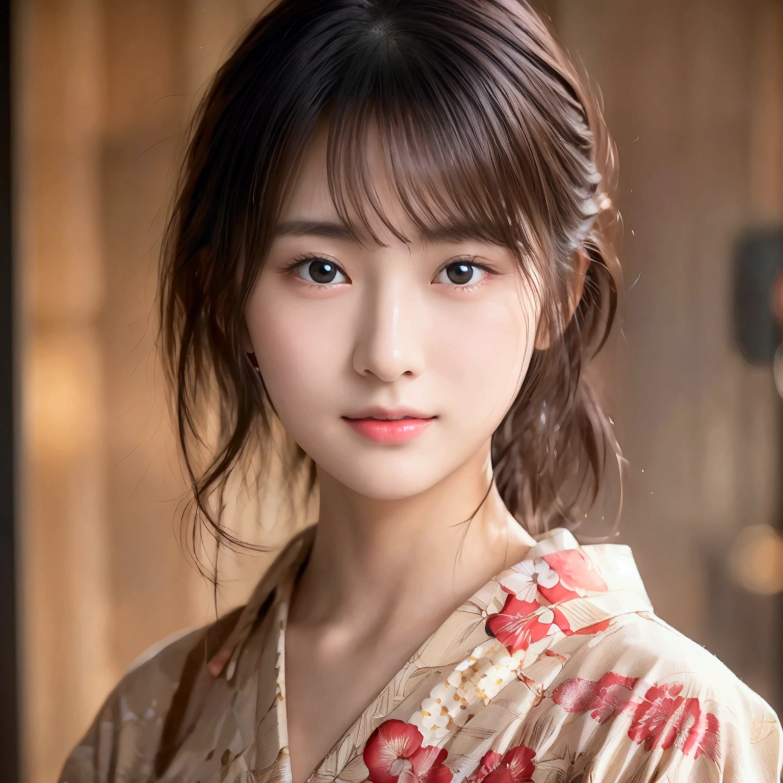 masterpiece:1.5、Highest quality:1.5、(Beautiful Japanese Woman:18-year-old)、Black straight hair、Wearing a beautiful yukata:Colored:Japanese pattern,Beauty Painting、Realistic portraits、Beautiful detailsまでこだわった目、超High resolution, (reality:1.2), Cinema Lighting、Detailed face、 Beautiful Face、Beautiful Skin、(Looking at the audience)、(High resolution)、(8k)、(Very detailed)、(Beautiful details)、(wallpaper)、Bright lighting、Professional Lighting、smile,whole body、Skin-beautifying effect、Overall image、Accurate anatomy:1.2、Accurate Images:1.2、Very detailedな画像、Perfect image、Perfect Image、Natural soft light、Beautiful images、(Best Shot,RAW Photos)