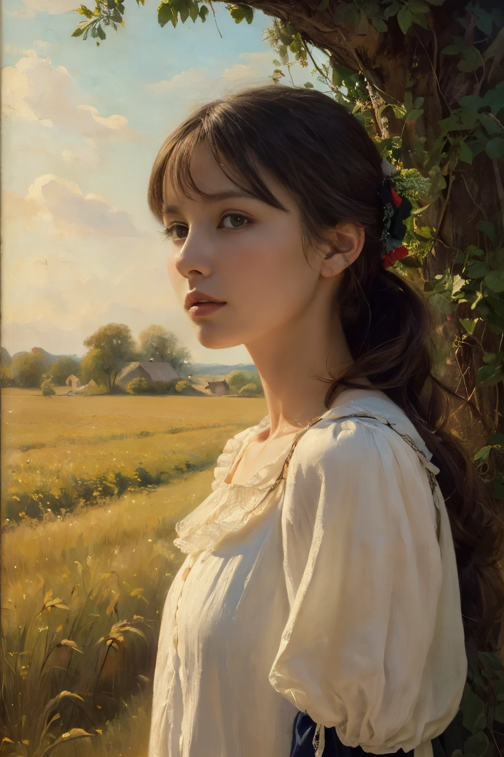 ((masterpiece:1.4, Highest quality)), (Realistic photos:1.4), (artwork),
((1 person)), (Otherworldly beauty), (dream-like), ((1 person, Realistic photos)),
(超High resolution:1.2), Very delicate and beautiful, wonderful, Very detailed CG Unity 8k wall paper, Very detailed, High resolution,
Soft Light, Beautiful detailed, Very detailed eyes and face, Beautiful and detailed nose, Beautiful and detailed,
(Portrait of a French peasant girl, late 19th century:1.3), (Wheat field), (harvest),
Cinema Lighting, Perfect Anatomy, Slender body, (Parted bangs),
(The world of Barbizon painting:1.5), (「Supper Bell」), (Evening Scenery), (Long, stretched shadows),
(silhouette)