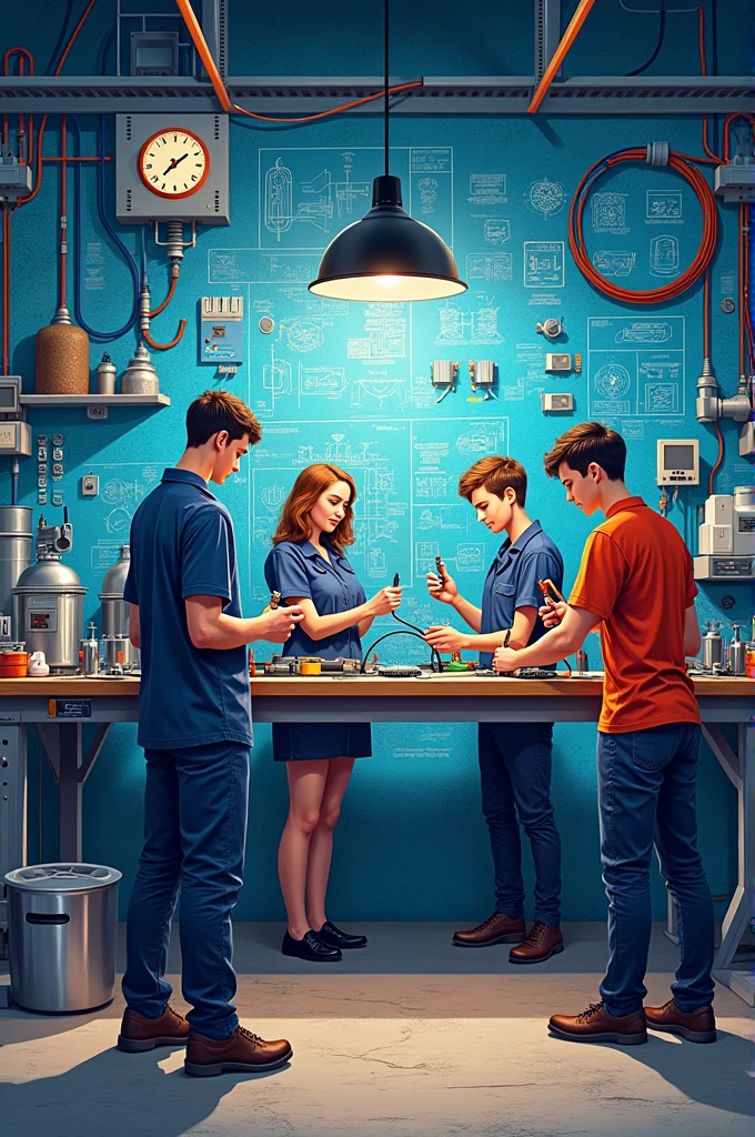 Mural to represent the technical baccalaureate specialty called Electrical Systems 