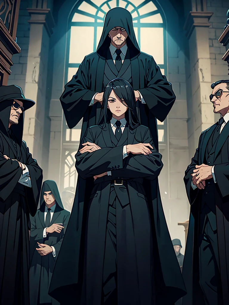 Mafia gang in black robes