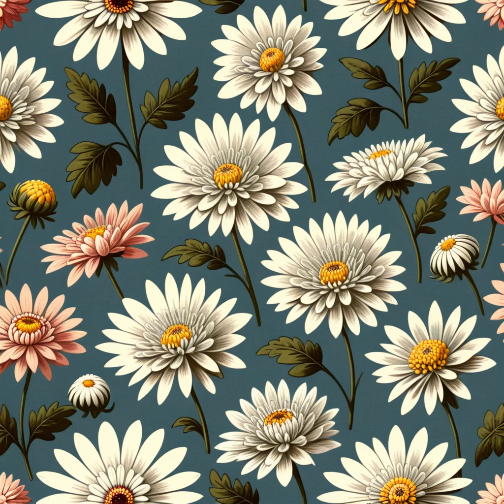 Ditsy, Floral, Chrysanthemum, Vintage, Natural, Layered, Depth