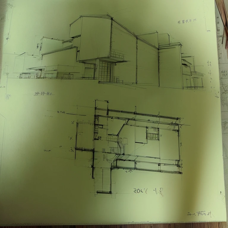 Drawn on paper建物の絵のクローズアップ, architectural concept, architectural concepts, Architectural sketches, Architecture concepts, Concept drawing, Conceptual, Concept sketch, Drawn on paper, Technical sketch, Copy Architecture Blueprint, Plan view, by Robert Zünd, rough sketch, 1 / 4. Portrait, architectural drawing, Concept image, 3/4. Portrait