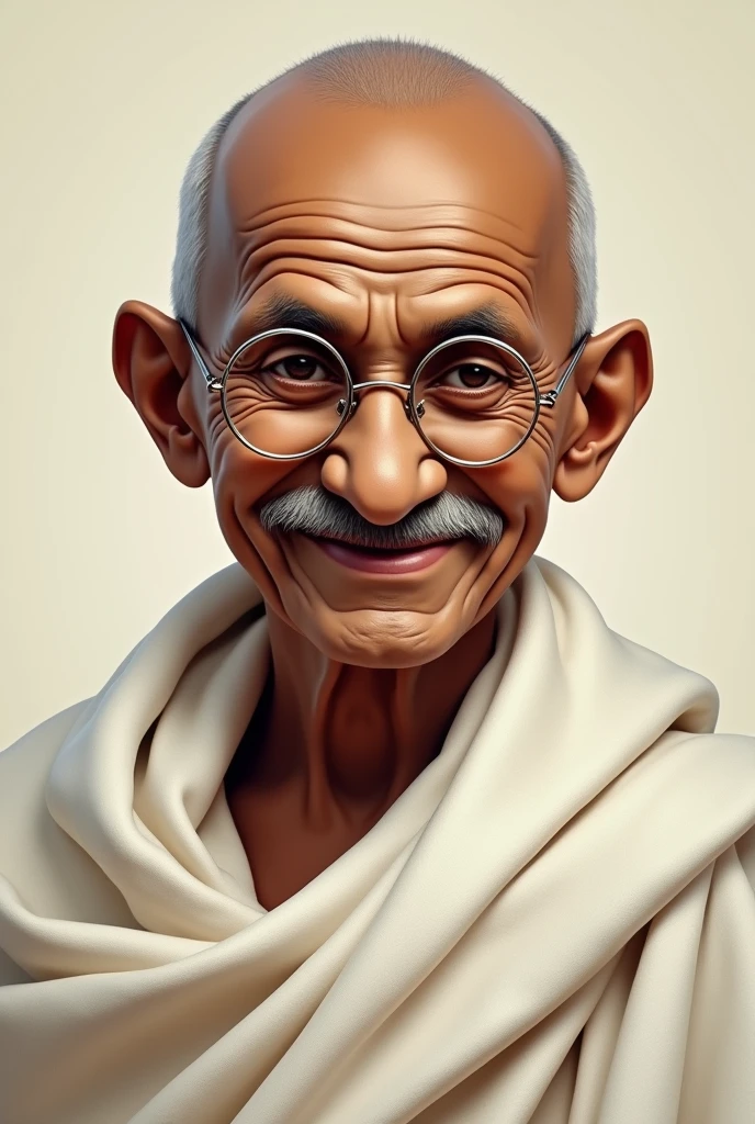 Mohandas Ghandi being a vegetarian and smiling 