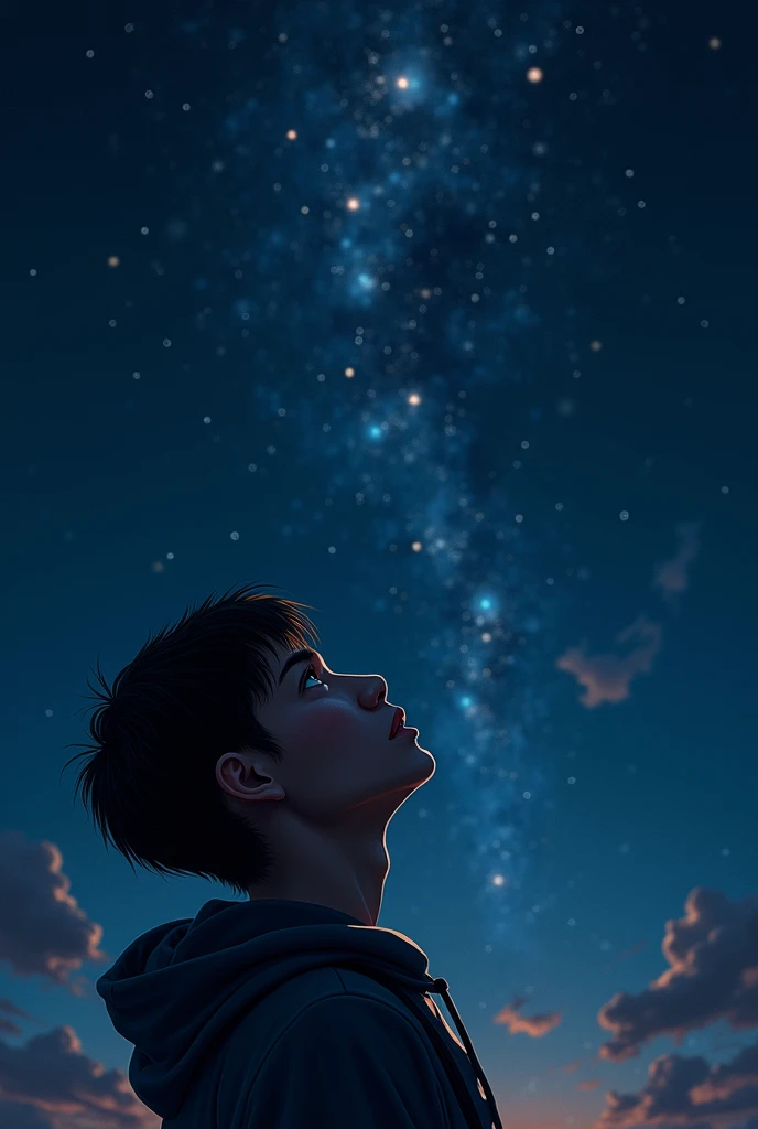 Person looking up at the night sky