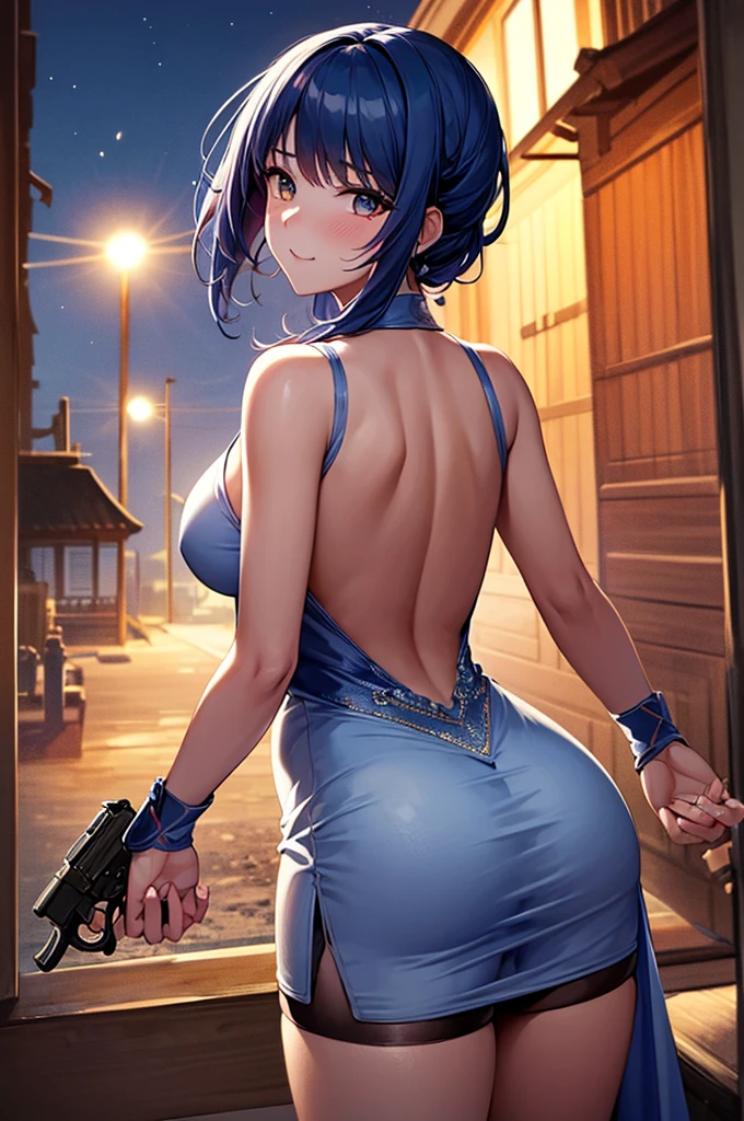 best quality, 8k , super fine illustration, extremely detailed CG ,masterpiece,
beautiful anime style woman ,25 years old
Smile, blush, medium breasts, Medium Hair、Blue Hair、,(Evening Dresses),leg holster,(Handgun)、(Desert Eagle:1.4),Carrying a weapon、(Ready your gun?)、,leg holster、(Ready your gun?)、Official Art、(A detailed depiction of a dark worldview:1.3),(ringed eyes:1.3),Outdoor、(Western back alleys),night、moonlight、灯
cowboy shot:1.2 ,
telephoto lens,
slow shutter speed
,,
best shadow,
,,
natural light,
,,
natural reflection