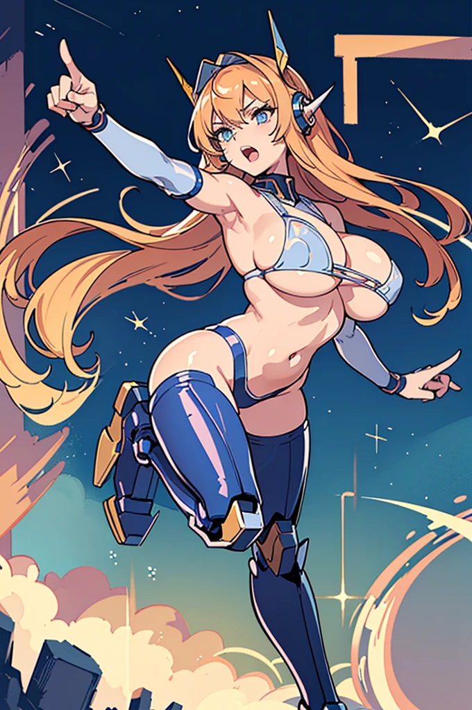 Pointing to the top right corner, outstretched arm, yelling, ((cleric)), ((breasts big))), ((Fine body)), ((Balanced Body)) ,(breasts big), ((big boobies)), (boca aberta yelling), super cleavage, ((big neckline)), facing the public, (18 years old), little clothing, work of art, 8k, model face, perfect hand, aiming, only the index finger raised, other fingers closed, sem logo, no back ground, optimus prime helmet, super detailed image, light effects, 3dcg, longye hair, ((Arched body)), ((yelling como se estivesse atacando)), ((only index finger extended), (before he showed up), ((mecha headgear)), ((super sexy)), long hair flowing, hair blue, Arched body, sexy arched pose, breasts forward,