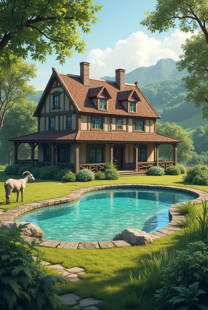 dreamy house. Swimming pool,a goat long grass. House name Raiyan's Home