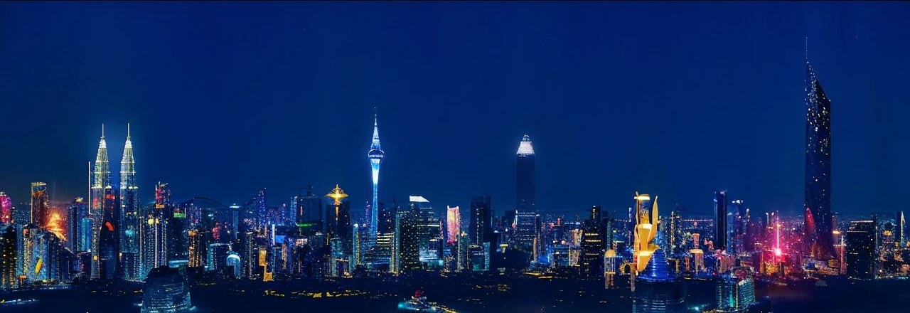 A futuristic background of a golden glass pyramid with laser beams leads to a hyper-realistic scific city with huge skyscrapers. The hyper resolution of the background is 4k,golden pyramid, masterpiece,super tail