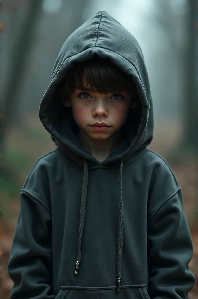 A boy is wearing hoodie
