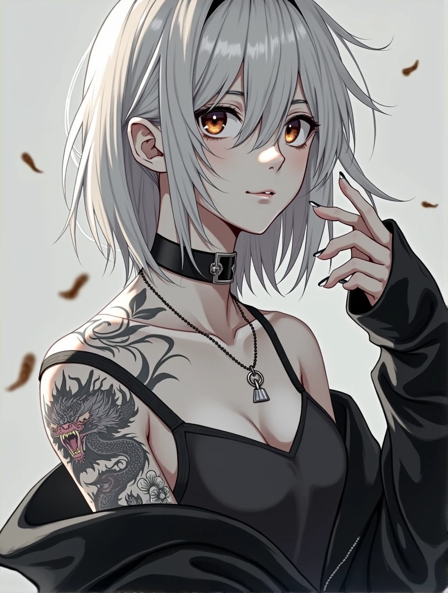 Highest quality, Ultra-high resolution, (Realistic:1.4) Detailed Photos, Black Shirt, To the camera, close (masterpiece: 1.3), (8k, Realistic, Highest quality: 1.4), (One person), Beautiful Face, (Realistic Face), (Black Hair, short hair: 1.3), Tattoo,tobacco,dragon,cool