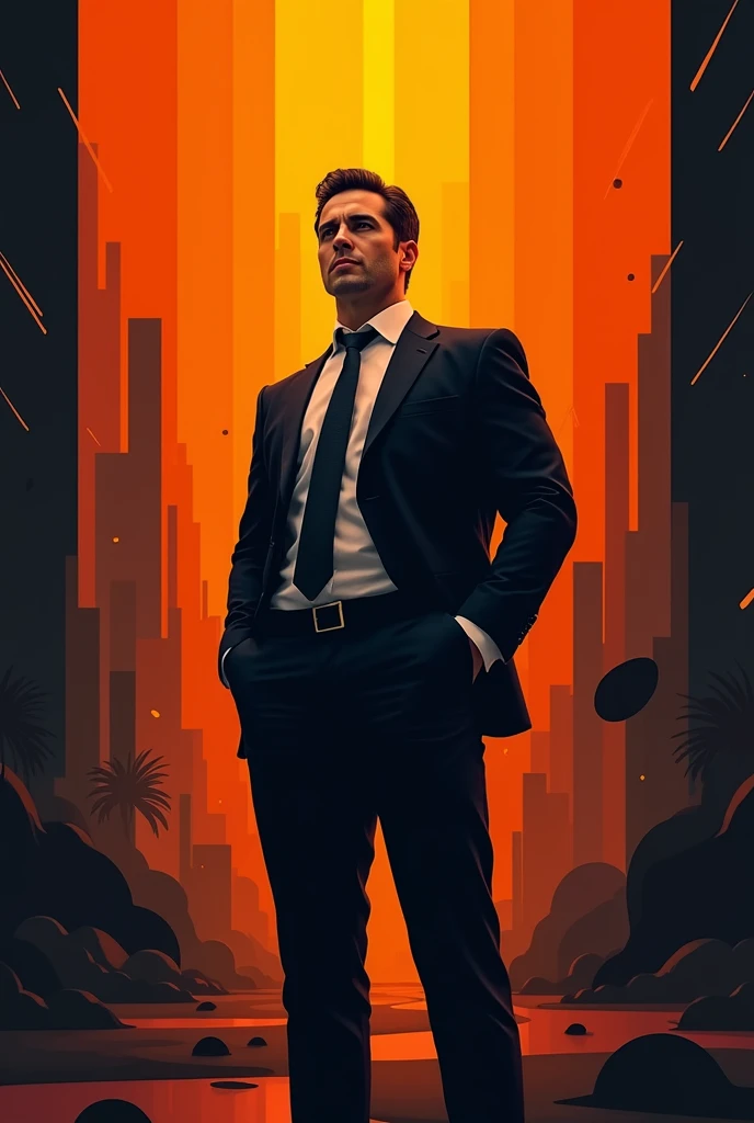 Create a poster with orange black theme for executive board application out now