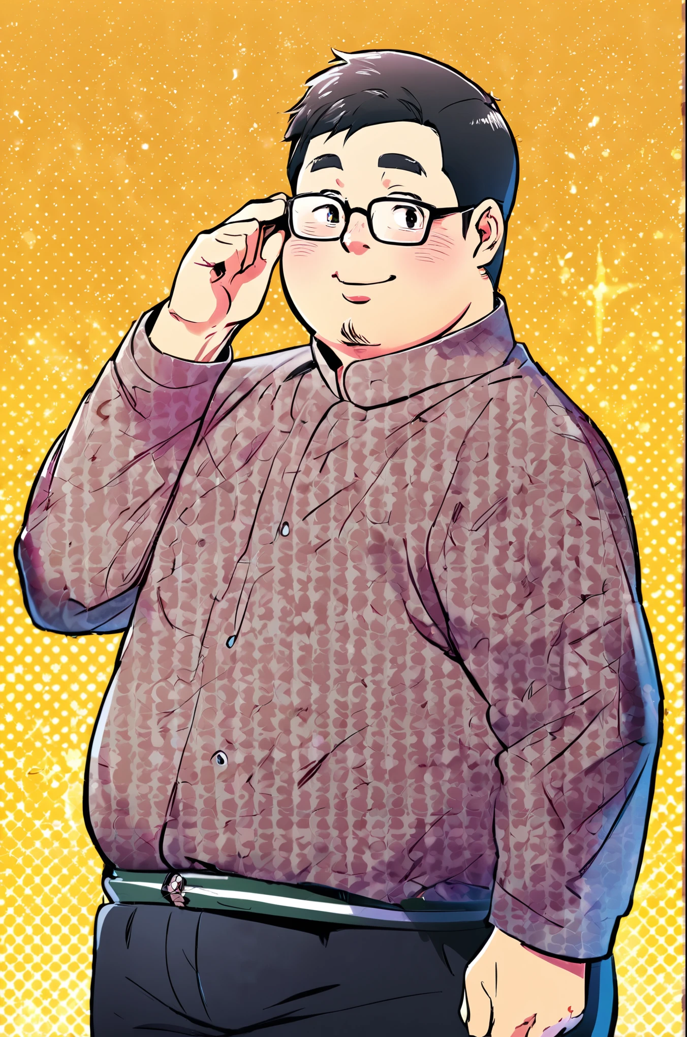Japanese Uncle、Wearing glasses、Are fat