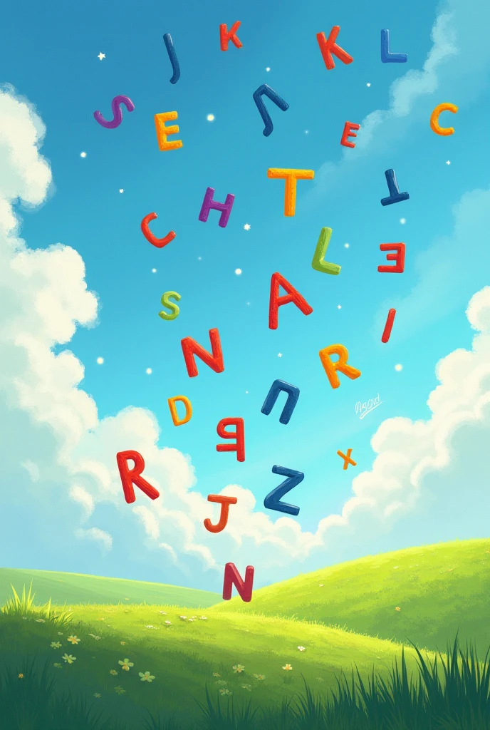 Here is the first image that represents the theme "words without chains". into the image, we can see an open sky with white clouds and a green field, where floating letters in various colors dance in the air, symbolizing freedom of expression and creativity without limitations. Words are freed from chains, representing ideas that can fly freely and spread throughout the world.
The meaning of this image reflects the importance of freedom of thought and the ability to communicate without restrictions., celebrating art and literature as forms of liberation.