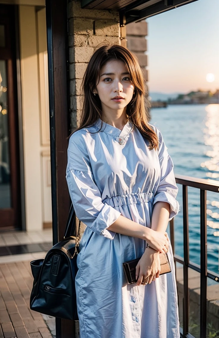 Wearing Korean Ao Dai costume、Excited girl、The sky turns red、、Light brown hair、Elegant hairstyle、Blue Eyed Woman、A woman with a cute upward gaze、When the sky gets dark、The sky turns red as the sun sets、Luxury Bagedium Shorthair:1.4))、The sun shines on her、Light brown hair、Light brown hair、The sky was dyed red、There are clouds、private's cute、彼女のAmple breastsは服の上からでも明らかです.、輝く太陽はとてもbeautiful、Dusk is approaching、Lens flare、I can see the sunset、((Sunlight reflecting off the ocean、Ocean View、The sun shines on the sea、'beautiful.、Small earrings、private'evening、Birds are also flying、、Brown Hair Color、Tying up hair、The woman is on the right:1.4))、Luxury leather belts、Shiny clothes、Light beige hair color、Background Blur、Braid only the front hair、Light brown hair、{{Cowgirl Shot}}、((Close-up shot from the waist up、Ample breasts:1.4))、Braid only the front hair、Cowboy Shot、((Ample breasts))、Full body photo、ring、Tuck your hair behind one ear、Silver Necklace、smile、 Elegant ponytail、Caustics、Highly detailed photos、Very beautiful and ideal short hair、Super no makeup、(8k、RAW Photos、Highest quality、masterpiece:1.2)、(Realistic、Realistic)、1 person、((Medium Short Hair、Looking into the camera:1.4))、Hair blowing in the wind