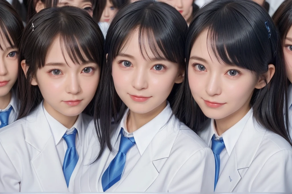 ((Highest quality、8k、Realistic、photo-Realistic、masterpiece、Very delicate and beautiful、Very detailed:1.5))、(((multiple girl:1.5)))、((((6+girl:1.5))))、((((100girl:1.5))))、(((1000:1.5)))、((((100 Girls:1.5))))、(((Crowd Shot:1.5)))、women only、(((The same face、perfection:1.8)))、school uniform、(((Big Breasts:1.6)))、Matching uniforms、Semi-long hair、Black Hair、100 cute 、Laughter、State of the school、School zone、(((Large Groups:1.6)))、High school girl high resolution, Soft Light、Beautiful detailed、Very detailed、eyes and face、Beautiful attention to detail、Wide-angle field of view、top view
