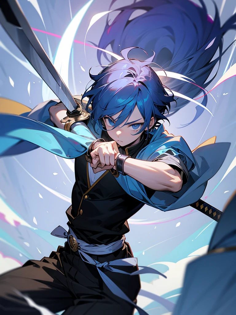 Manga boy character having a bracelet of gods with a sword