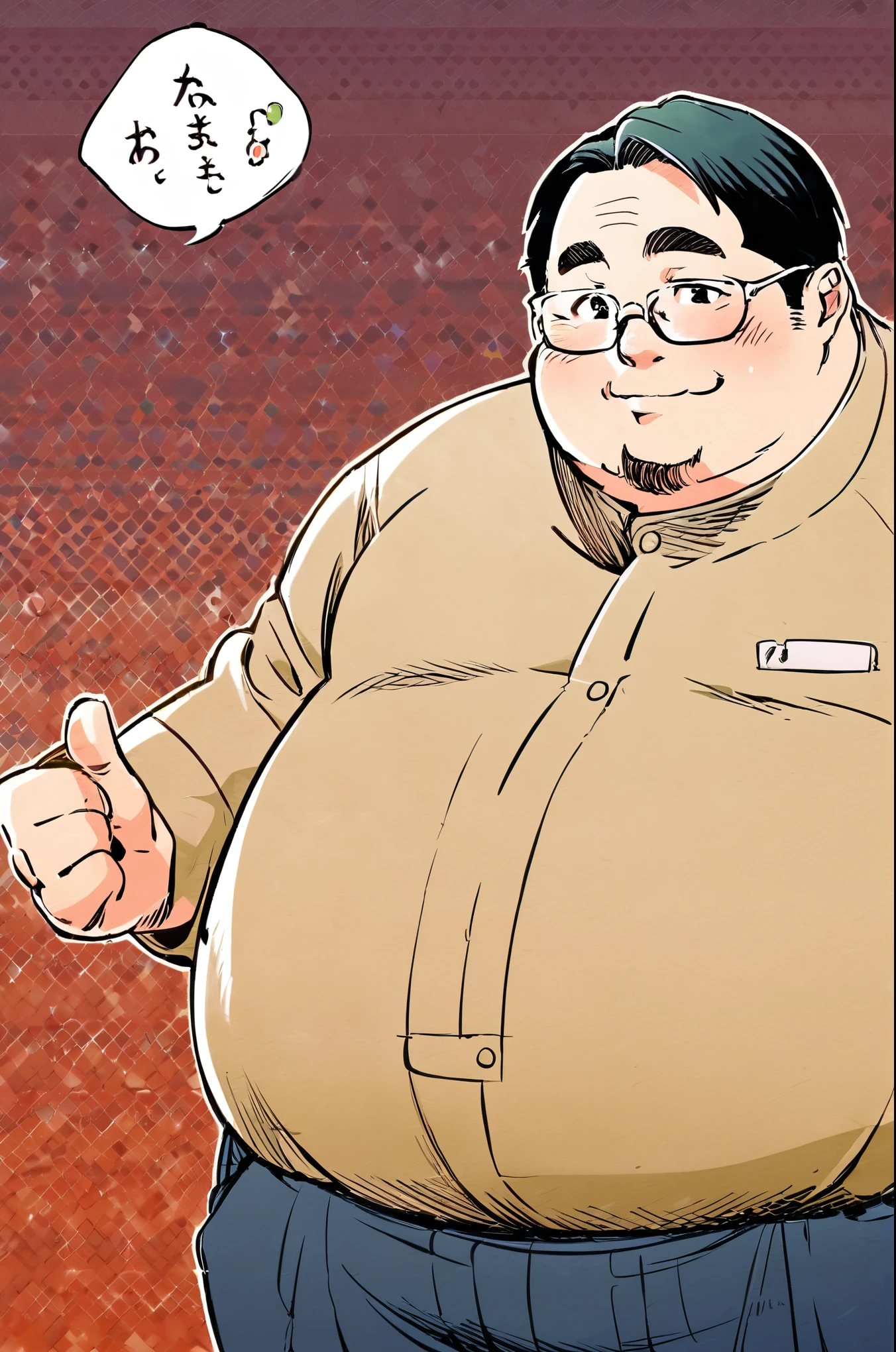 Japanese Uncle、Wearing glasses、Are fat