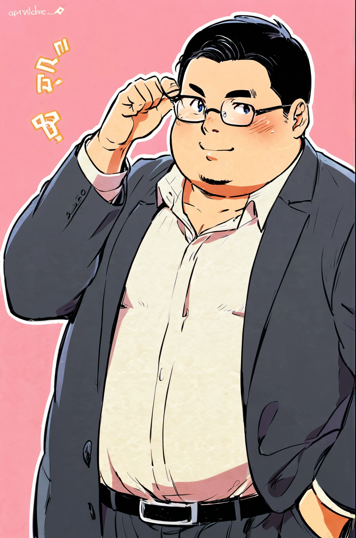 Japanese Uncle、Wearing glasses、Are fat