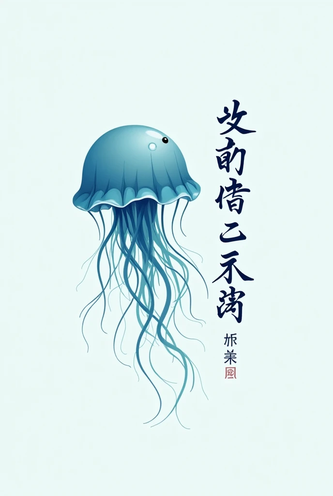 Create a logo for a sesame oil jellyfish seafood shop, a cool business style. If you come to buy, it's easy to see, not many details, Thai style.