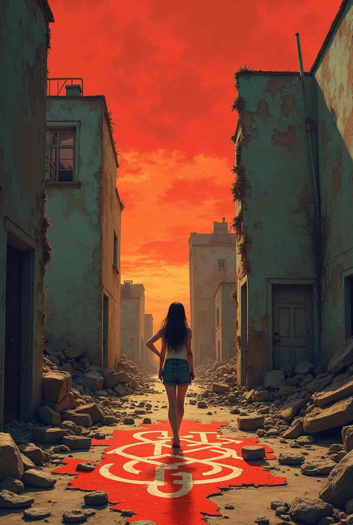 One night, she dreams of war. She comes home from school to find a blood orange sky where bedroom and living room should be. The creamy walls are gone. Broken plywood and planks swing crazily in what used to be the dining room. Nothing in the kitchen but a sea green refrigerator; paint and rust flaking off in patches as large as thumbnails. To make her home livable again, she paints it blue and pink and yellow. She knows she has to work fast. Before night falls, she has painted a sun, a moon and a star on the red floor. So she would have light. Each painted shape is as big as a bed. In the dark, she curls herself over the crescent moon on the floor and waits for morning.There is no one else in the dream.