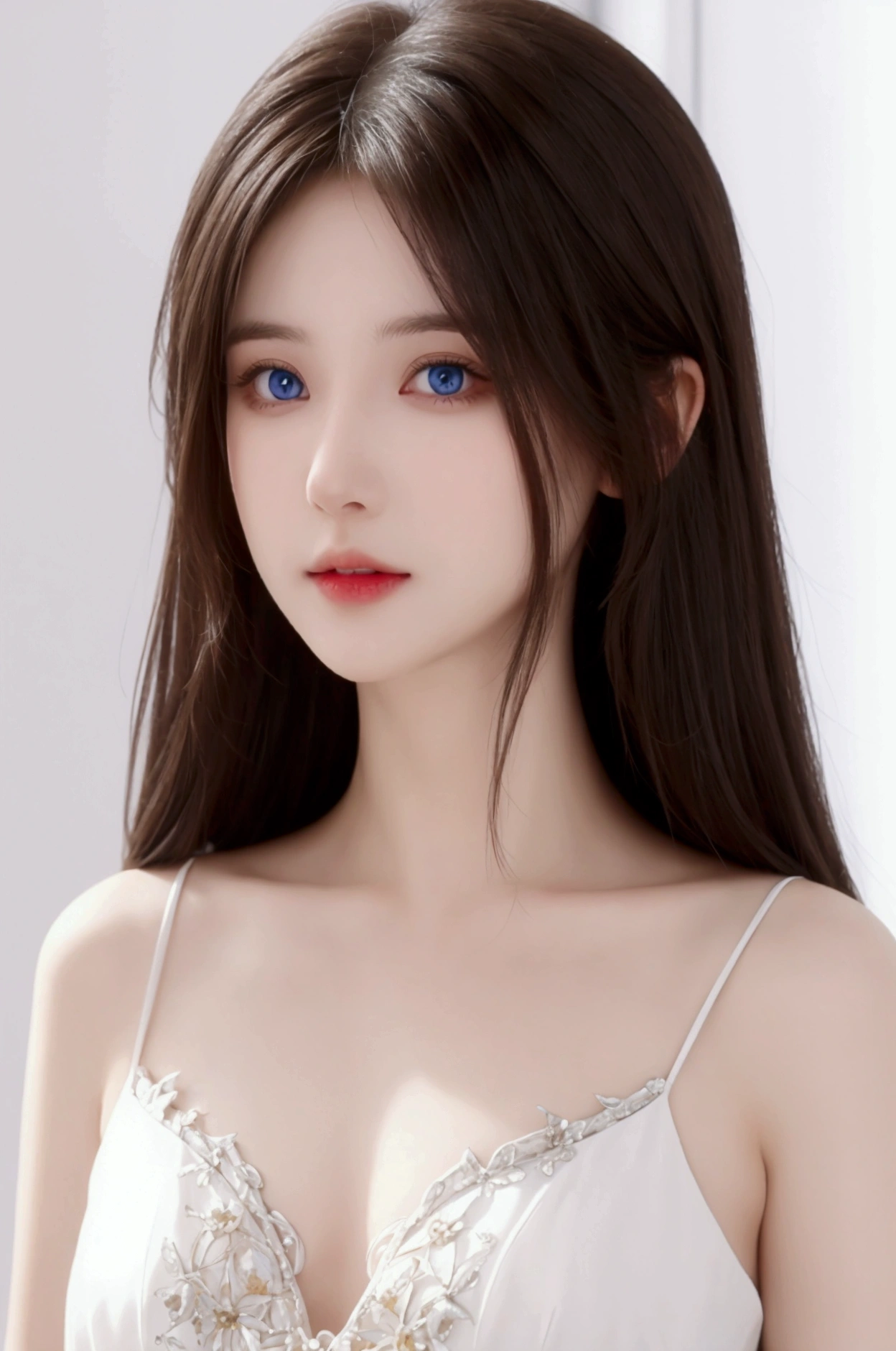 Hair white brown hair cutting and pretty eyes without dress 