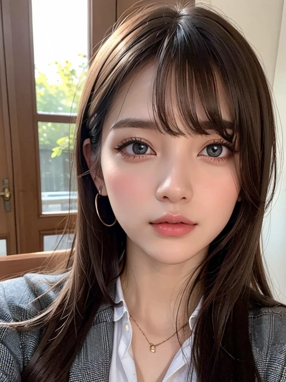 bright表情、Photorealism、Highest quality、Ultra-high resolution、picture、The most beautiful photos of Nordic people、A cute and beautiful face down to the last detail、Small Face、(Pure Eros Face_v1:0.008)、Beautiful Bangs、Alice in Wonderland、18-year-old、Glowing White Skin、Hair tangled in the face、Bangs on the face、Bans、Hair between the eyes、Super long hair、Attractive brown silky hair、bright, Clear light blue eyes look attractive、Whole Body Ezbian、学校のuniform、uniform、eyeliner、double eyelid、Ample 、Shot up to the thigh、Dynamic pose