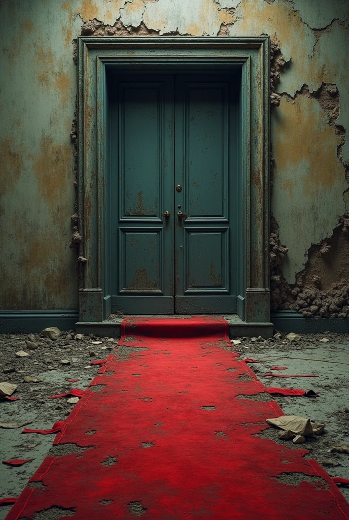 corrupted red carpet with glory door