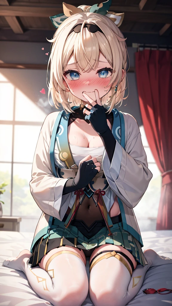 (Highest quality:1.2), (Super detailed:1.2),(masterpiece:1.2),(8k:1.2),(Blessed,Captivating body、Extremely elaborate hands、Very fine eye、Super detailedな肌、Highly detailed face,Detailed Background),one person's、large breasts,
night,dark bedroom,sitting on bed,barefoot, Good, breasts, cleavage, navel, no pants, panties, thighs, underwear, wariza,
(embarrassed, nose blush:1.3)
,(vulgarity:1.1),(fucked silly:1.1),(steam:1.1),(Wet:0.7),(trembling:1.3),(tears:0.8) ,(drooling:0.7),(sweat:1.1),after sex,(heart:1.2),
,(messy hair:1.2),used condom,used tissue, tissue box, 1girl, kazama iroha, blonde hair, fingerless gloves, japanese clothes, white thighhighs, haori, black gloves, bangs, pleated skirt, ponytail, chest sarashi, Blue eyes, black hairband, hair ornament, leaf hair ornament, long sleeves, covered navel, breasts