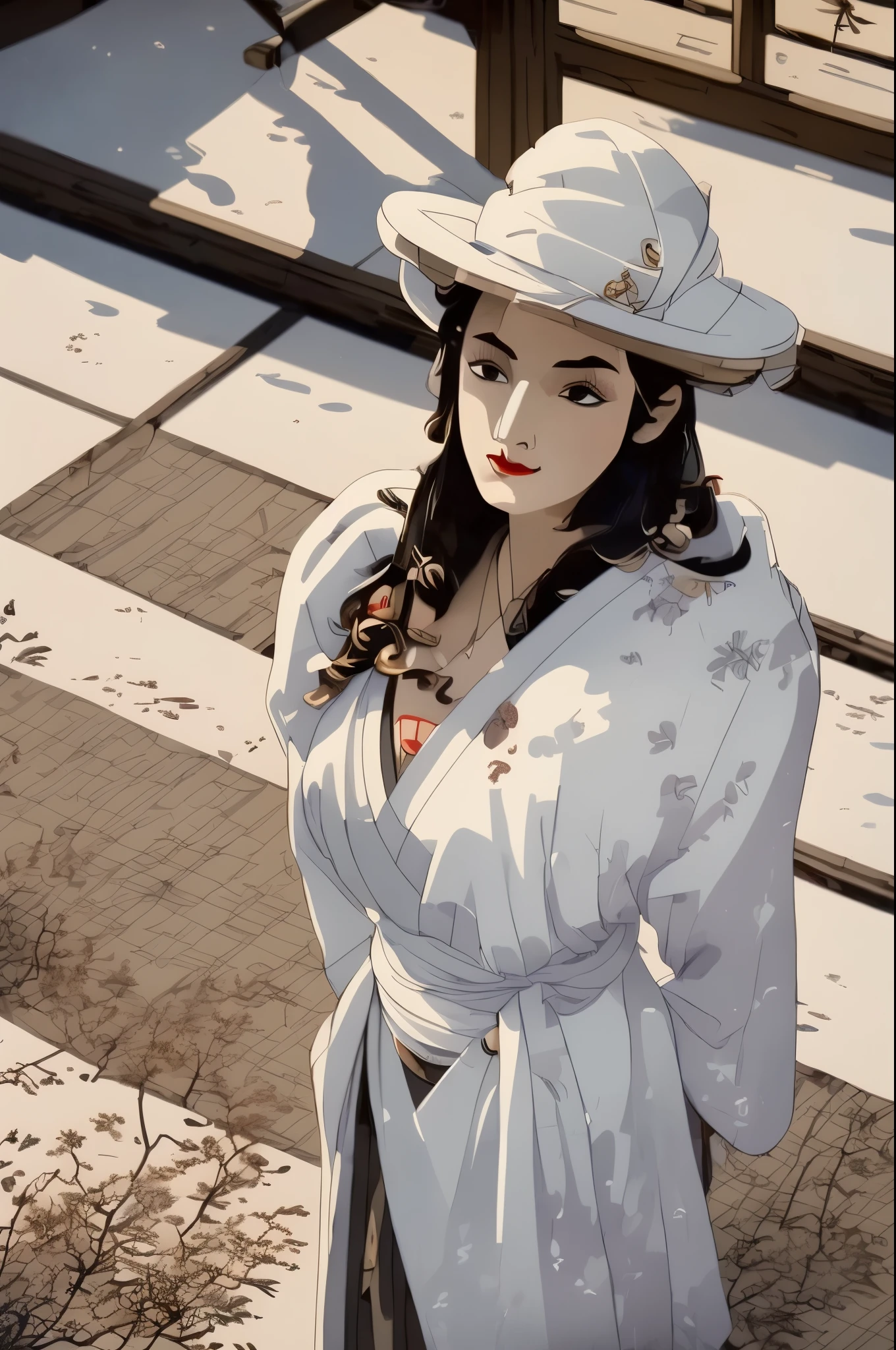 masterpiece, best quality, ukiyo-e:1.2, in hokusai style, a beautiful 20s russian model, ultra detailed face
