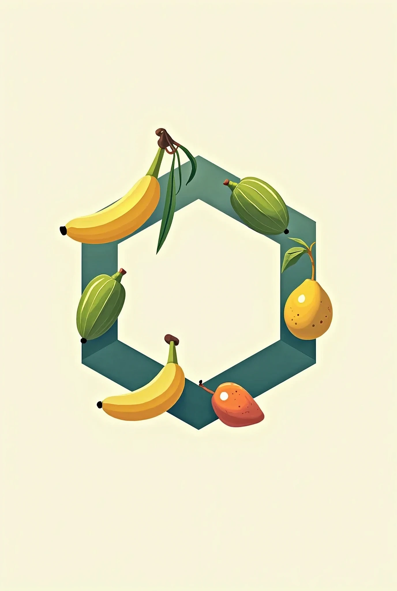 Ecuador's exports within a hexagon ... that in the image you can only copy the hexagon and put banana, cacao, Cameroon, pitahaya