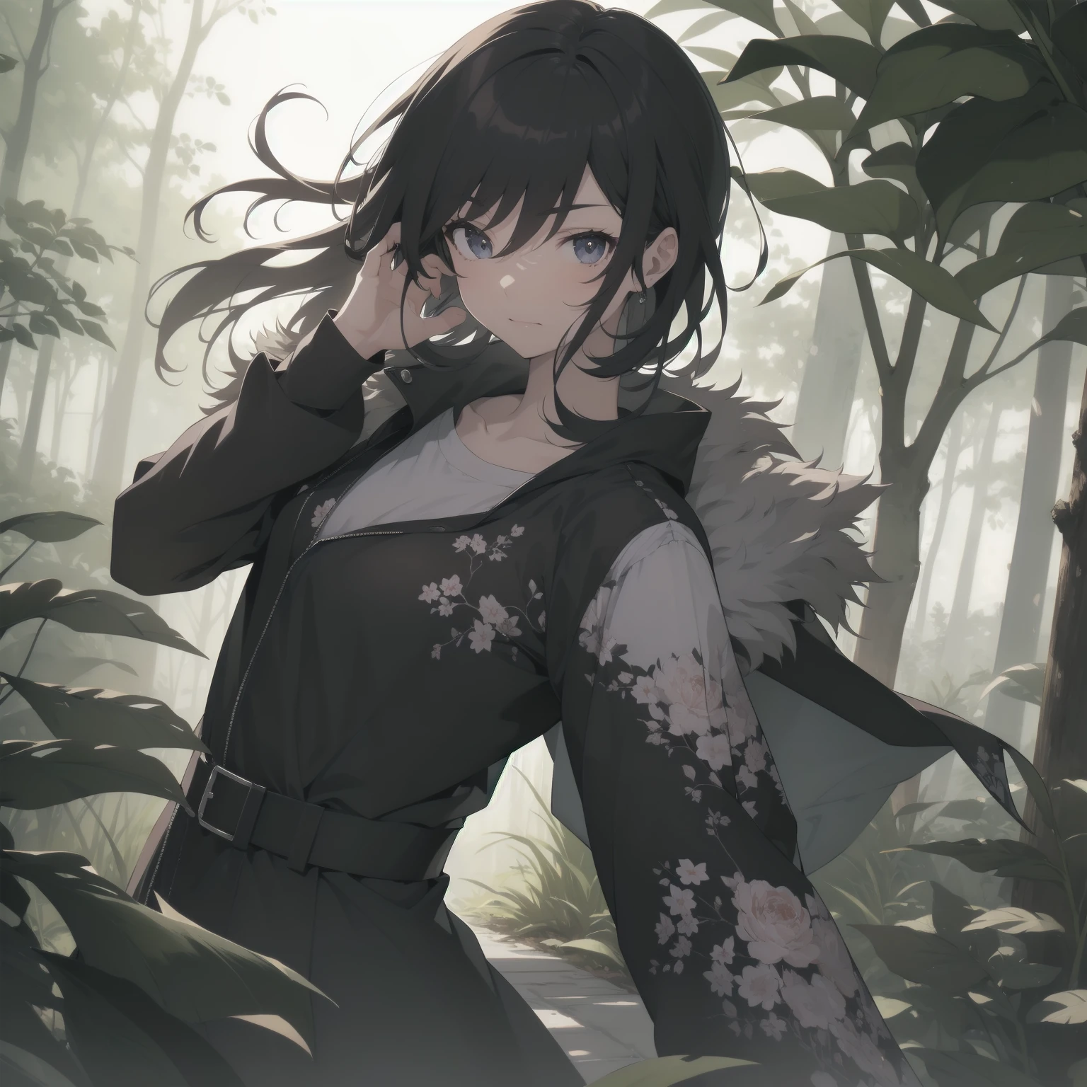 ultra-absurdres-Top quality by artist God, ultra-detailed, high resolution, anime moe artstyle, best anime 8k konachan wallpaper, pixiv contest winner, pool:2810, perfect anatomy,break, 1girl, ninja, (Please draw a ninja girl walking sleepily to forest alone. )break,(Solo,little female, 10-year-old:1.3),Full limbs, complete fingers,(very short hair), short cut, flat chest, thighs, small butt, small black eyes, beautiful detailed eyes, well-proportioned iris and pupils, expressive eyes, highres detailed hair, expressionless,ninja clothes, bare arms, short kimono, short shorts, scarf, (Detailed Lighting), (Detailed background), night, in the forest. break,super detailed skin, Best cinematic lighting powered by famous artist, 8k,beauty illustration,photoshop_(medium),very aesthetic,break,((artist:creayus )), artist:clamp ,artist:carnelian ,artist:kantoku ,