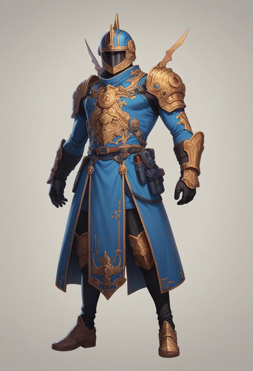 a cartoon image of a man in a blue outfit and a helmet, pixie character, hyperdetailed fantasy character, full body character, small character. unreal engine 5, very stylized character design, highly detailed character, detailed full body concept, full length character, skinny male fantasy alchemist, stylized character, stylized character design, 3d character, 3 d character