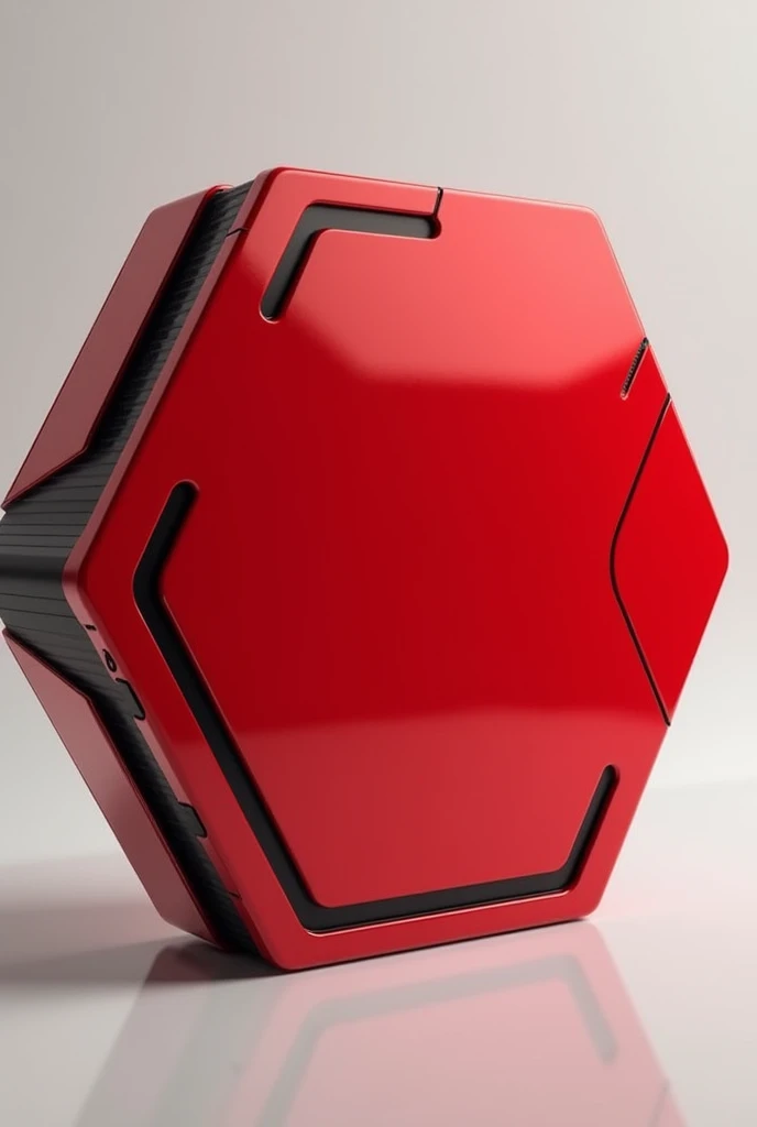Red technological hexagon with minimalist black details 