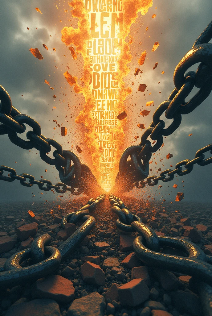 Image of chains breaking and releasing words