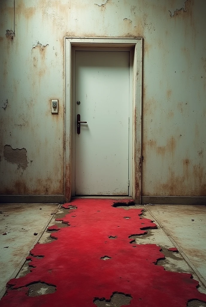 corrupted red carpet with white door
