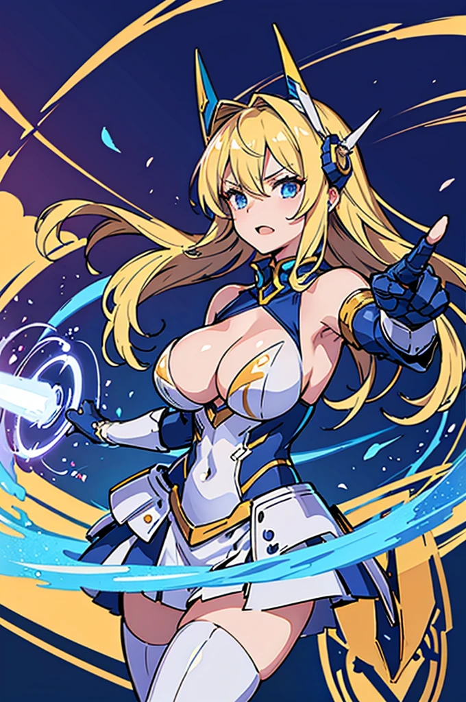 Pointing to the top right corner, outstretched arm, yelling, ((cleric)), ((breasts big))), ((Fine body)), ((Balanced Body)) ,(breasts big), ((big boobies)), (boca aberta yelling), super cleavage, ((big neckline)), facing the public, (18 years old), little clothing, work of art, 8k, model face, perfect hand, aiming, only the index finger raised, other fingers closed, sem logo, no back ground, optimus prime helmet, super detailed image, light effects, 3dcg, longye hair, ((Arched body)), ((yelling como se estivesse atacando)), ((only index finger extended), (before he showed up), ((mecha headgear)), ((super sexy)), long hair flowing, hair blue, Arched body, sexy arched pose, breasts forward, sexy outfit, belly showing, lower part of the breast exposed, flowing clothes