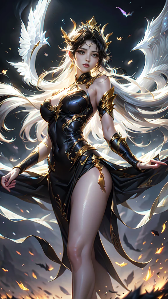 anime - style image of a woman with a very sexy body and wings, wlop rossdraws, extremely detailed artgerm, :: rossdraws, ig model | artgerm, wlop and rossdraws, artgerm on artstation pixiv, by Yang J, rossdraws 2. 5, ! dream artgerm, succubus in tight short dress