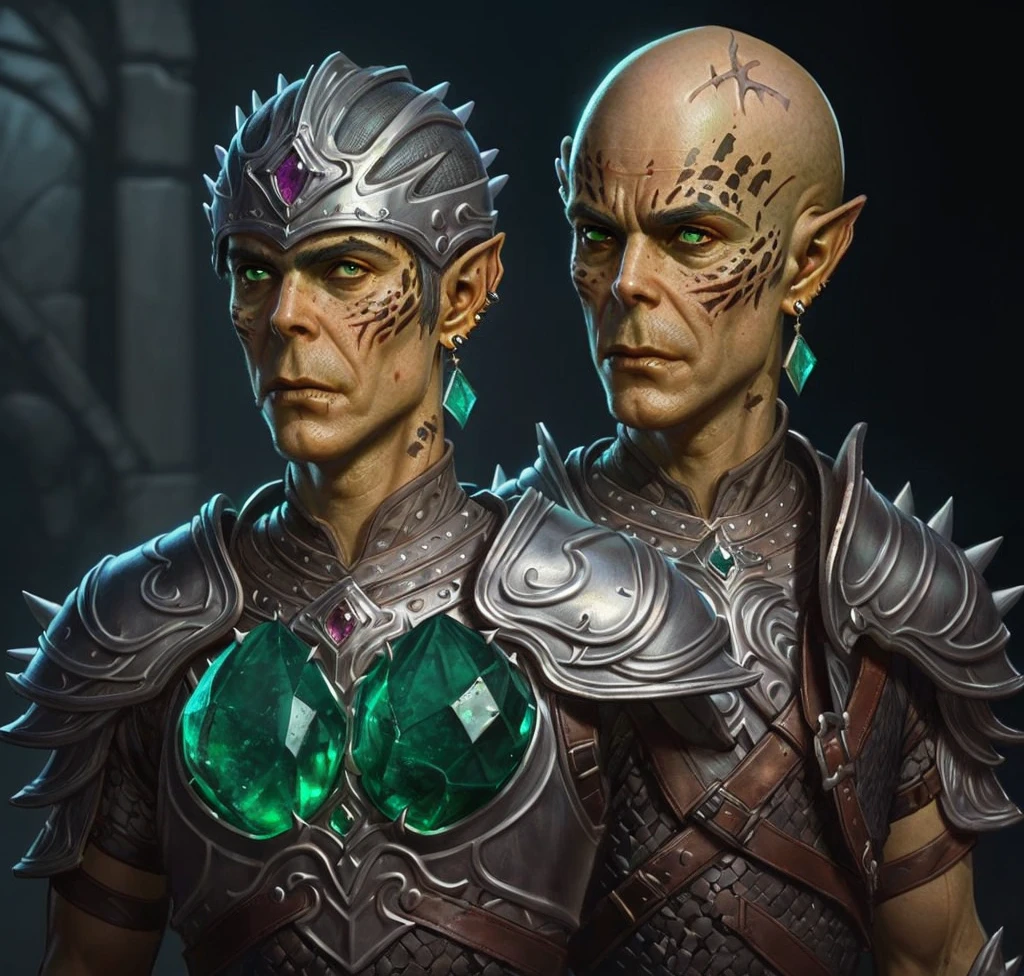 githyanki, dark green skin, solo, looking at viewer, male, emerald gem as his left eye, blacked out leather armor, bald , spiky earrings, male focus, portrait, hyperrealistic, intricately detailed, 8k, award winning photographer shot, bone helmet, a healed slash scar across his face, background make it a githyanki creche cinematic movie background, ((masterpiece, best quality)), art by greg rutkowski, artwork trending on artstation
