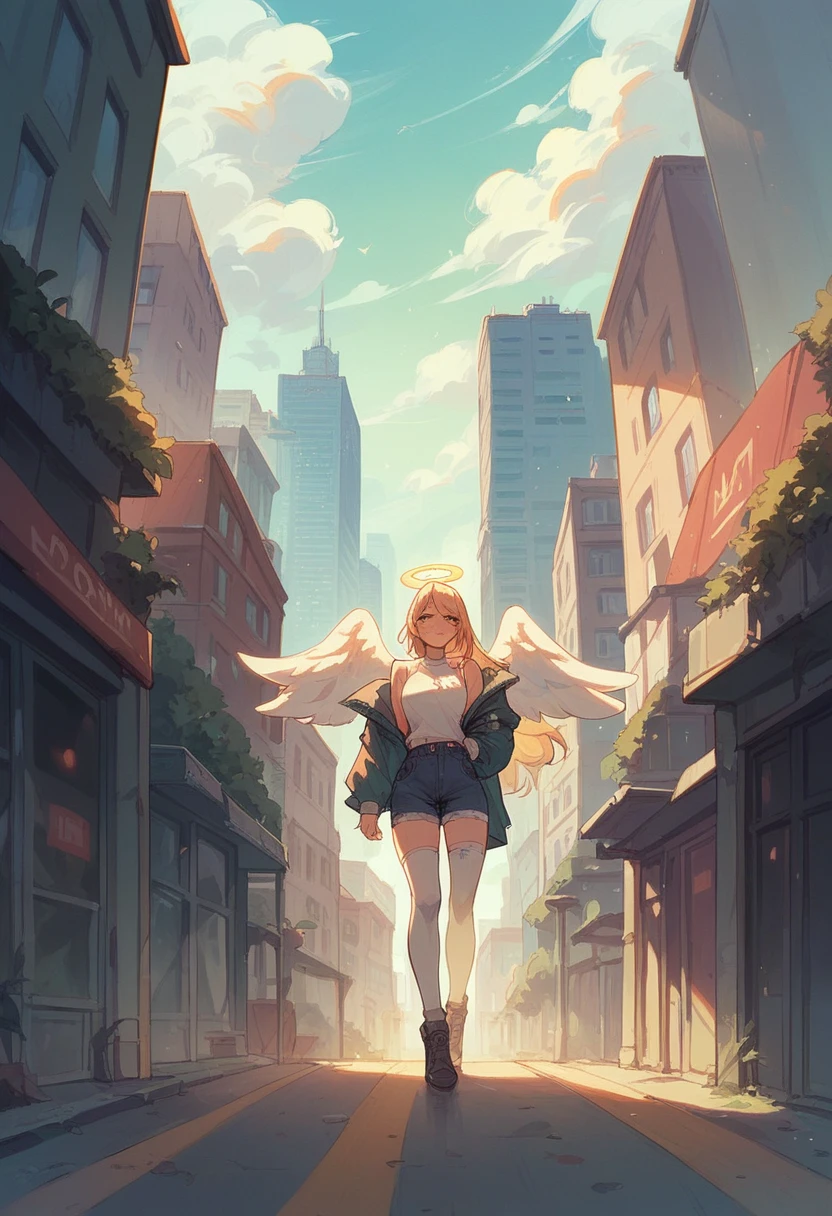 Angel woman city wiew