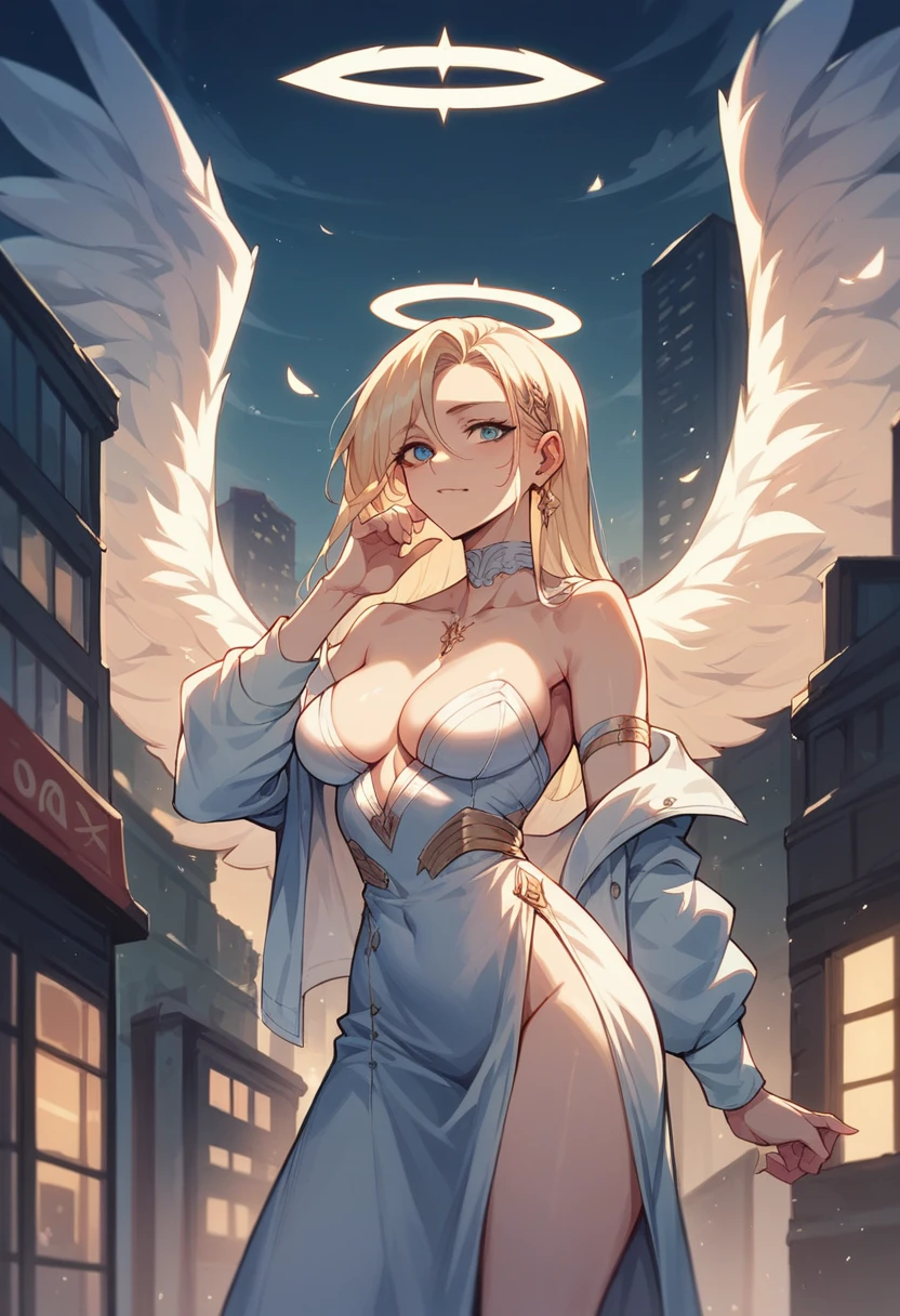 Angel woman  city wiew