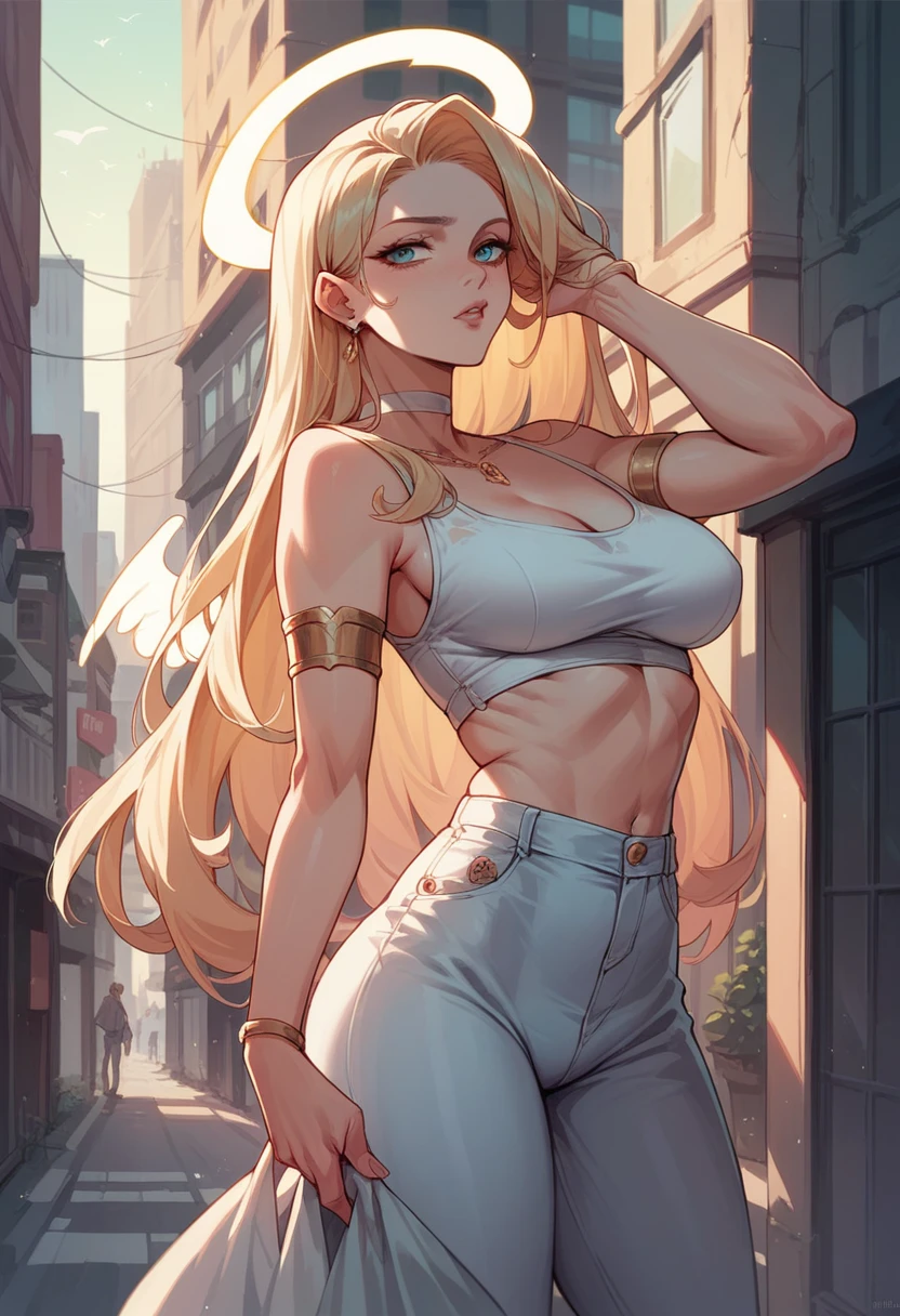 Angel woman  city wiew