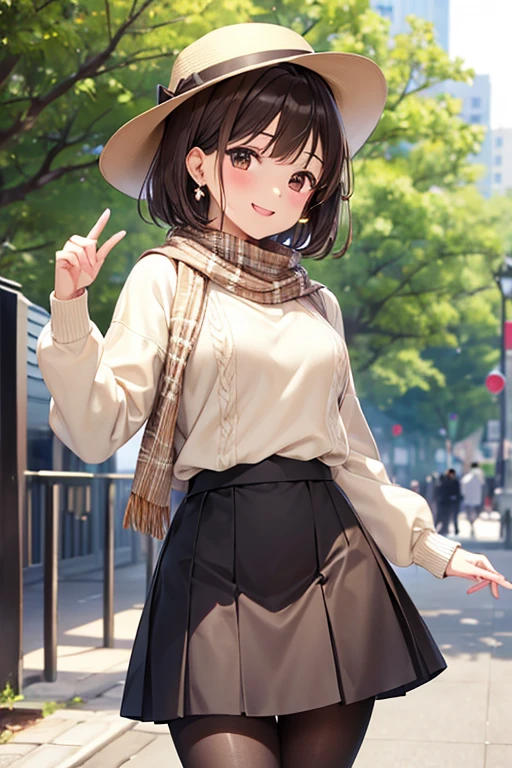 anegasaki nene、Shiny brown hair, short hair, (Beautiful brown eyes、Sparkling eyes, Fine grain)、smile、Ultra-detailed eyes、Highly detailed face, Highly detailed eyes,


1 person, 
(masterpiece:1.4)、(highest qualそれy:1.4)、Ultra-high resolution、Beautiful Features、20-year-old woman、Short Bob、Earrings、knそれ hat、Beige sweater、scarf、Checked skirt、tights、Red face、smile、it&#39;s snowing、city、walk、profile、sunrise、Bust up shot