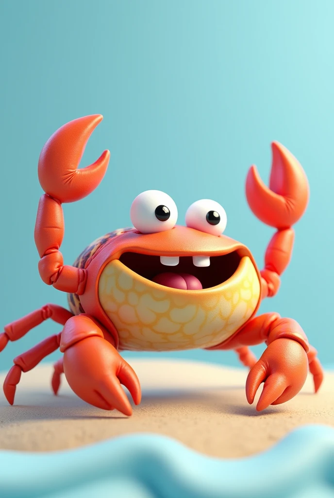 create 3D smiling crab image, photo